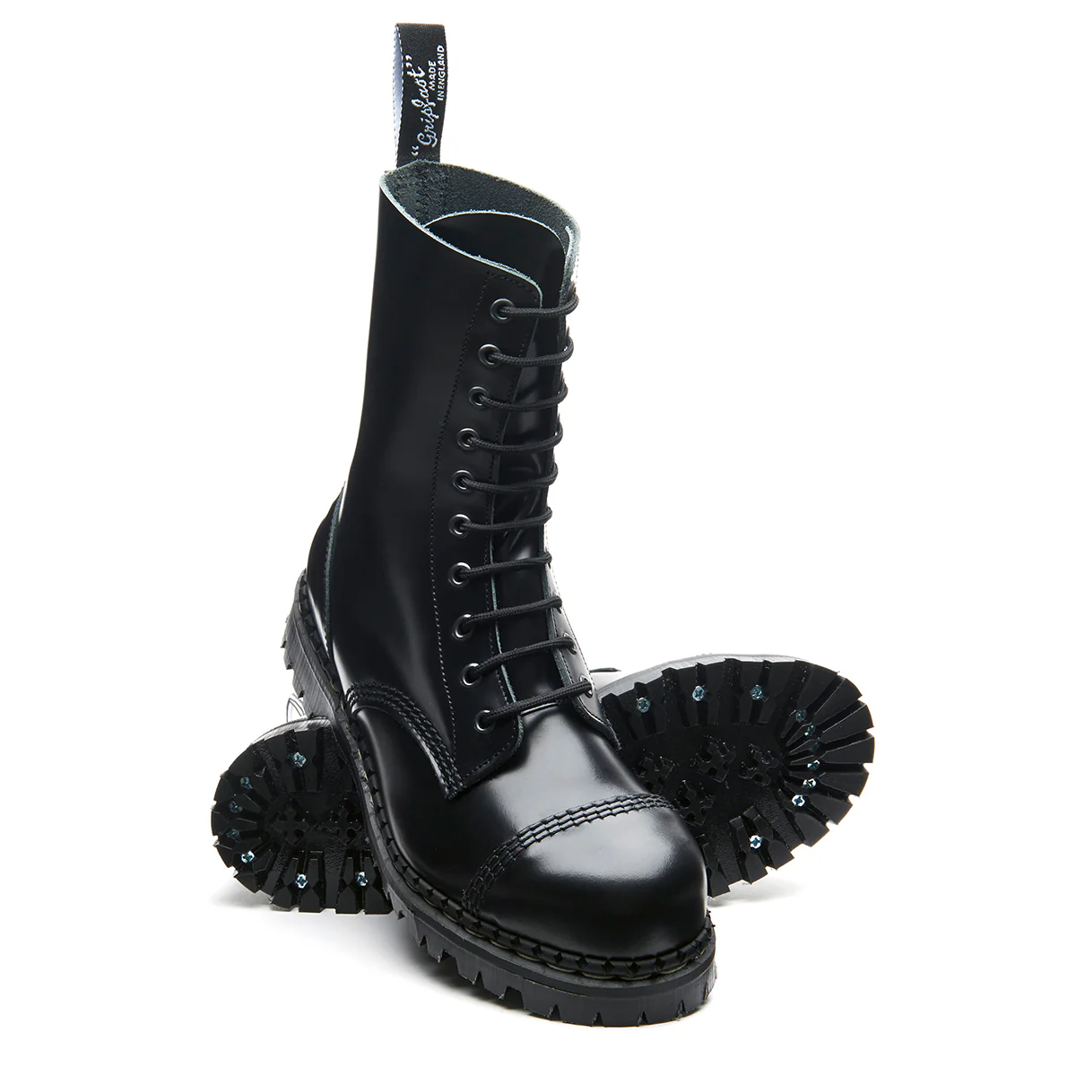 Black Hi-Shine 10 Eye Steel Toe Capped Derby Boot - Image 2