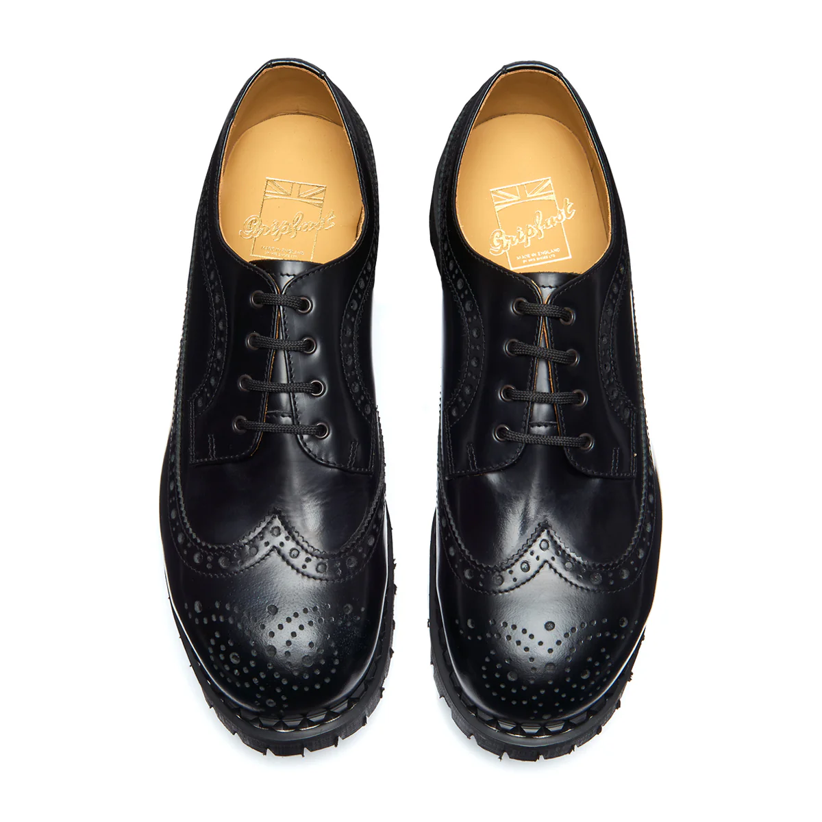 Black Hi-Shine 4 Eye Steel Toe American Derby Brogue Shoe - Image 3
