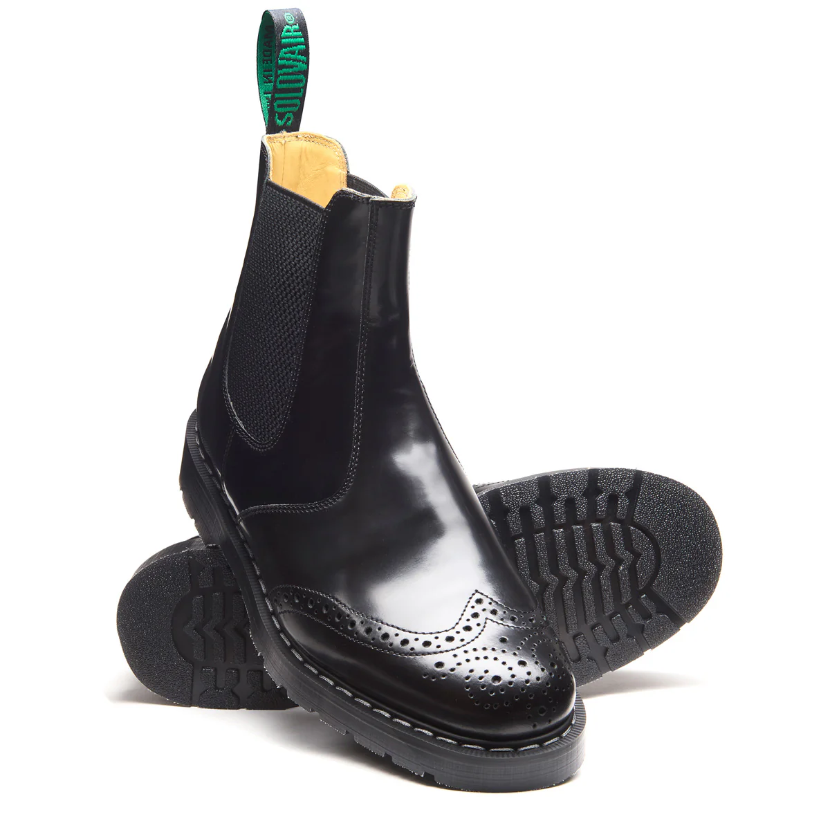 Black Hi-Shine Dealer Brogue Boot - Image 2