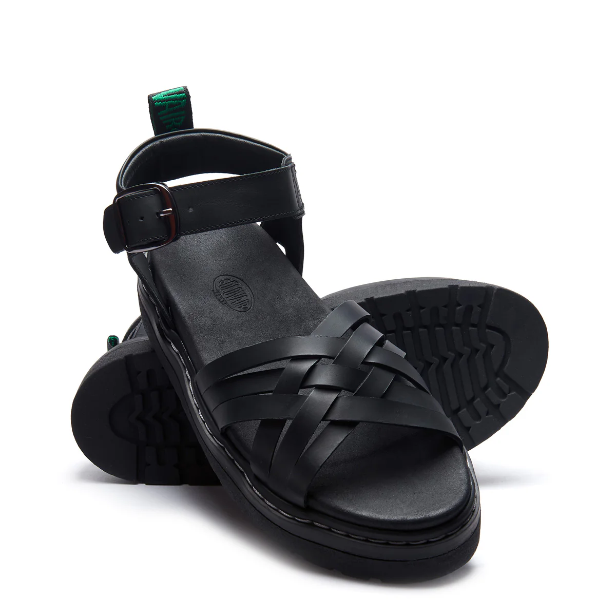Eydon - Black Greasy One Strap Crossover Sandal - Image 2