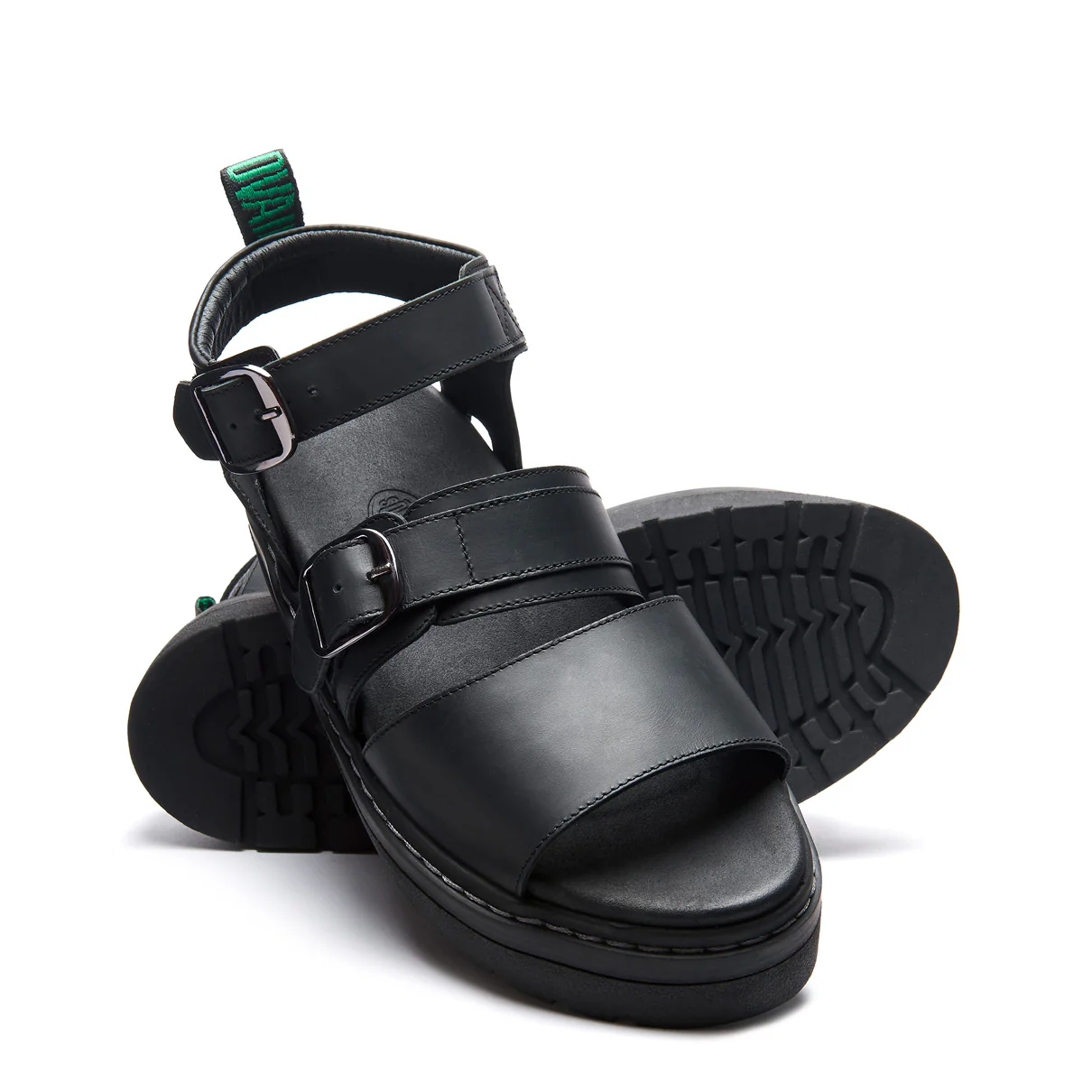 Lavendon - Black Greasy Two Strap Sandal - Image 2